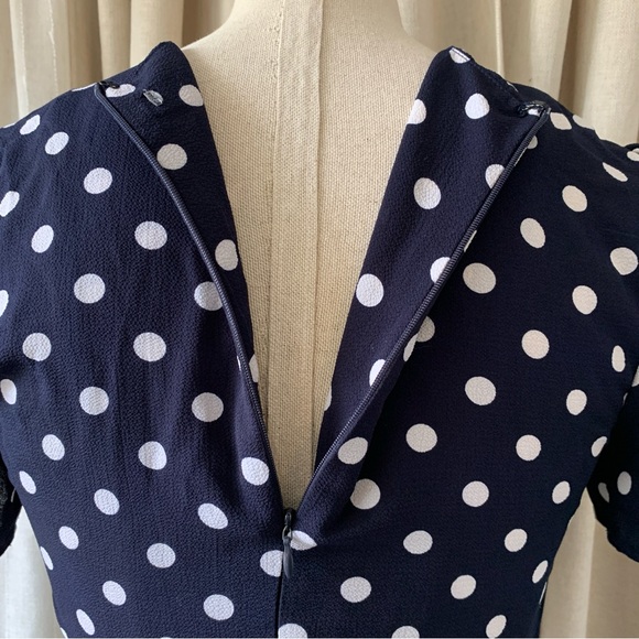 POLKA DOT RETRO BLUE AND WHITE MINI DRESS S - Picture 7 of 10